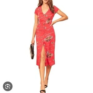 Reformation Denise Midi Open Dress In Fiji Size XS